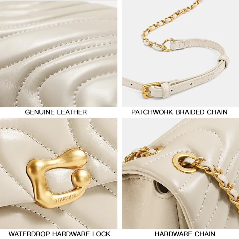 ITAMOOD Genuine Leather Embroidered Chain Bag, Exquisite and