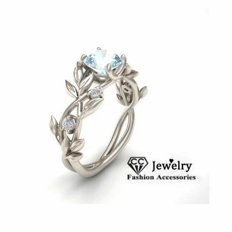 Olive Leaves Rings For Women Princess Diamant Cubic Zirconia Engagement Ring Creative Fashion Jewelry Anillos Mujer CC2003 wedding rings finger rings womens ring jewelry rings ring jewelry cubic zircon ring