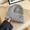 Solid Color Mohair Hair Knitted Hat Fashionable Versatile Curled Edge Ear Protection Hooded Hat Winter Outdoor Woman Warmth Hat 2