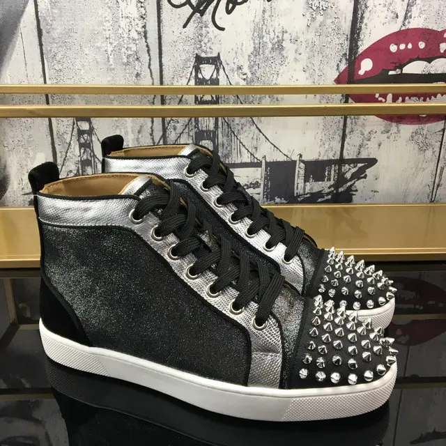 2022 Men Spikes Fashion Casual Ankle Loafer Spring Autumn Luxury Brand High Top Sneakers Rivets Male Shoes Zapatillas Hombre 3