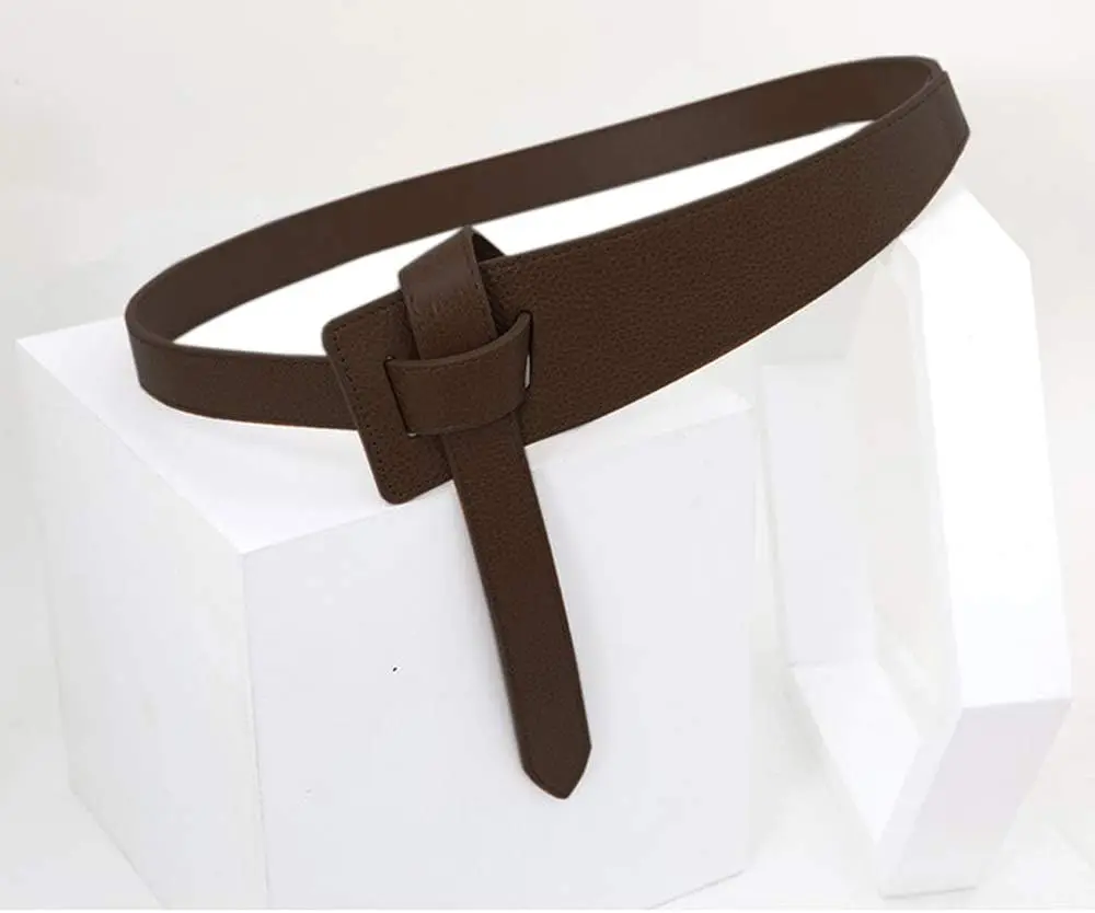 

Elegant Women's Leather Dress Belts for Jeans Jumpsuit Coat Fashion Tie a Knot Genuine Leather Waist Belt ﻿