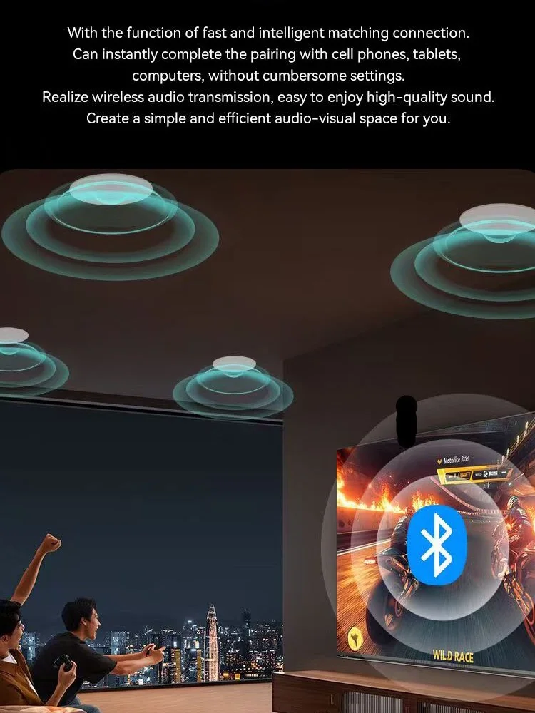 Caixas de som de teto sem fio Bluetooth com subwoofer, 2 vias, 4,5/5,25 polegadas, para áudio doméstico em ambientes internos, como cozinha, quarto e banheiro._voghion.com