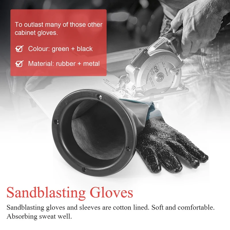 Gants de sablage avec joints toriques, pièces de sablage pour SandCyclCabinet, 60cm