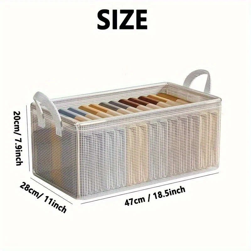Stackable Closet Organizer with Handle Fabric Storage Box on Steel Frame Baskets Bins Containers for Home Organization 6