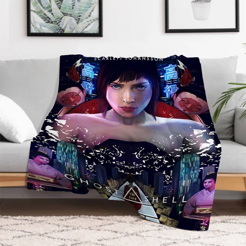 Classic Japan Anime Ghost In The Shell Print Custom Blanket Fluffy Soft Blankets Microfiber Bedding King Lid Knee Sofa Bed Nap 2