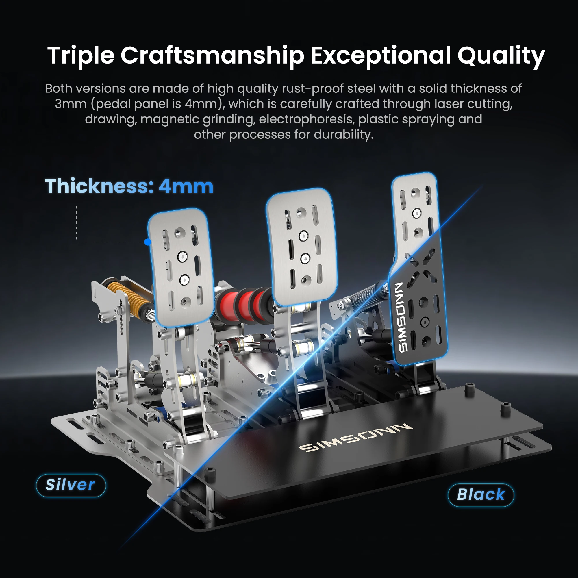 SIMSONN Black Plus X Simracing Pedals Sim Racing Simulator