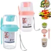 Carry Breakfast Cup Salad Cups Portable Yogurt Cereal Oatmeal Snacks Parfait Containers Salad Dressing Holders with Lid Forks
