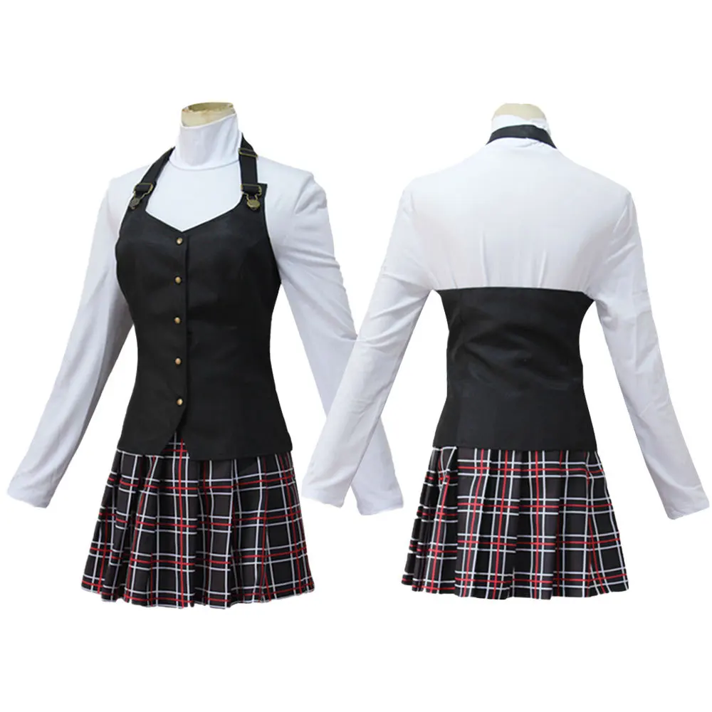 

Cosplay Costume Anime Persona Cosplay Long Sleeve Knitted Top Printed Skirt Vest School Uniform Set Japanese Schooluniform