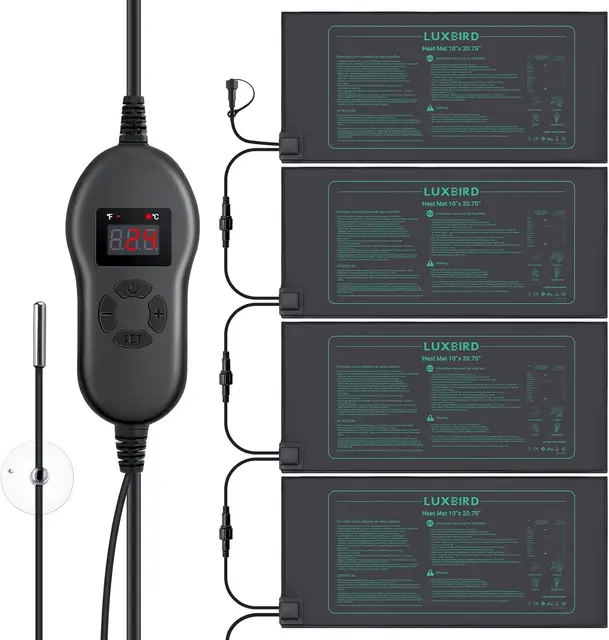 LUXBIRD 2/4 Pack ต้นกล้าความร้อน Digital Thermostat Controller 10 "x 20.75" กันน้ํา Heaing Pad สําหรับการงอก,Brewing 1