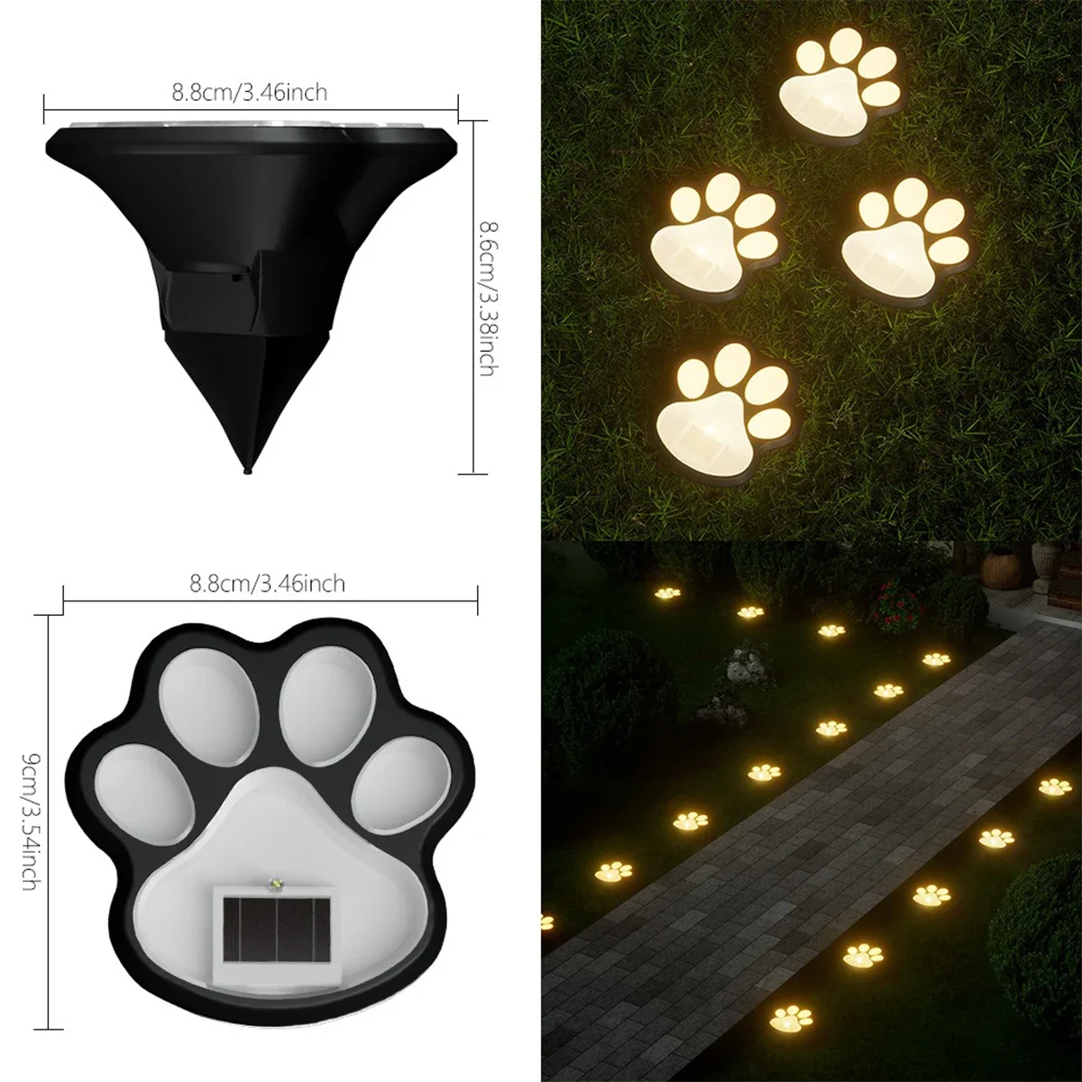 thumbnail image 1 of Lámpara solar para césped con forma de huella de pata de perro, para escaleras, para exteriores, impermeable, para balcón, jardín, valla, decoración de paisajes, lámpara con energía solar, 1 of 5