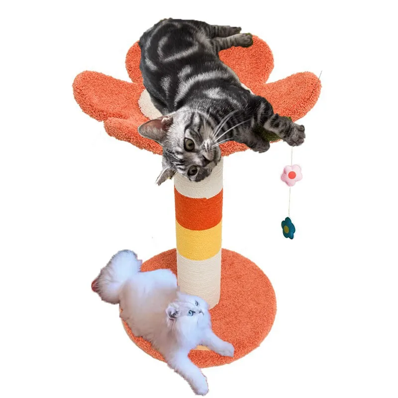 고양이 긁기 멀티 컬러 꽃 고양이 애완 동물 스크래처 포스트 벽 등반 나무 고양이 훈련 용품, 애완 동물 가구 액세서리