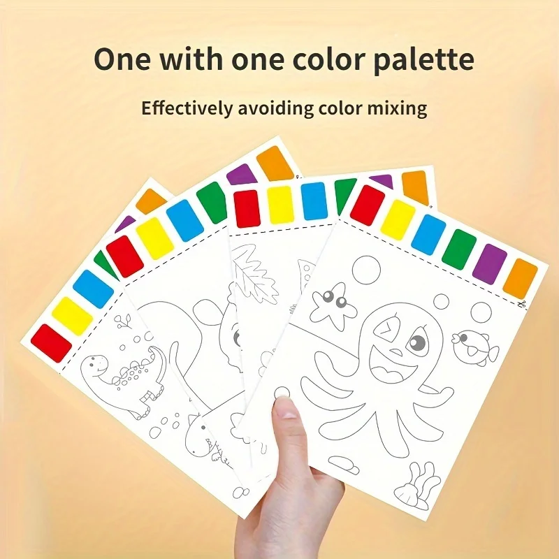 A Set of Art Tools, Including 8 Pieces of Art Paper, 8 Brushes,and 6 Colors of Paint,Suitable for Students and DIY Handmade Sets - 4