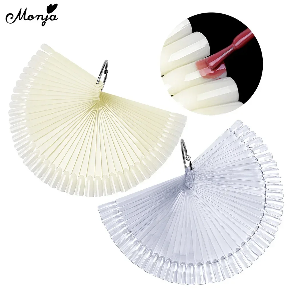 

Monja 4 Packs Nail Showing Display Sticks Swatch False Tips UV Gel Polish Practice Board Fan Manicure Painting Drawing Clear