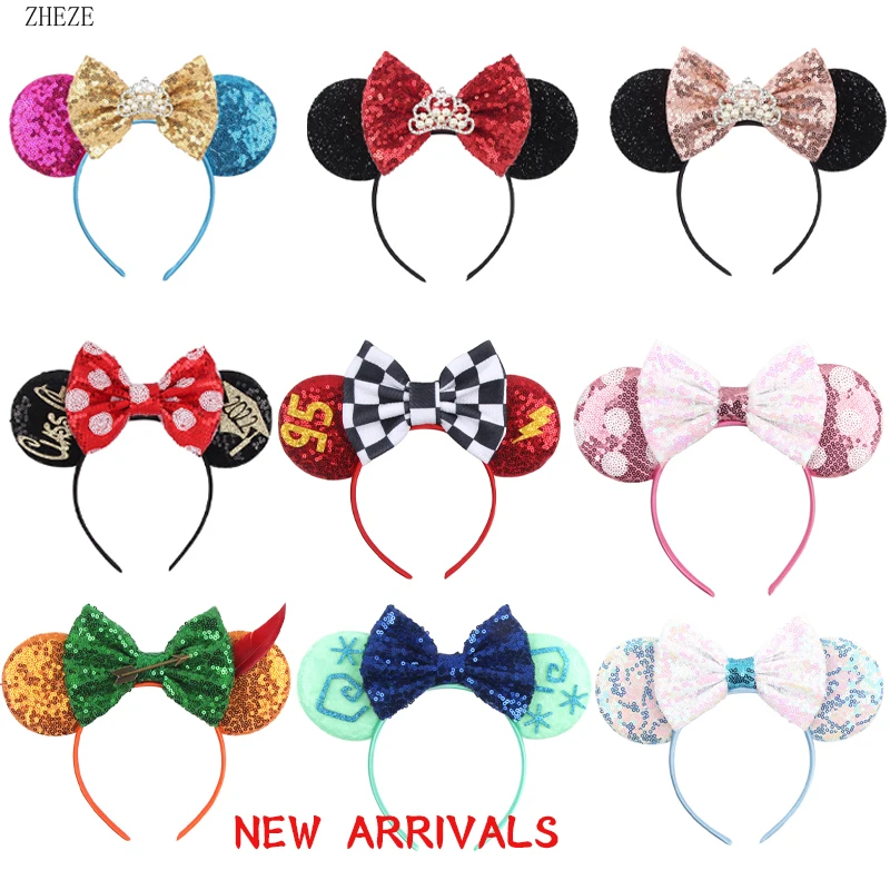 Trendiges Glitzer-Mausohren-Stirnband mit Pailletten, 12,7 cm Schleife, Boutique-Haarband mit Perlen, Krone, Mädchen, Festival, Party, Haarschmuck – Detail 8