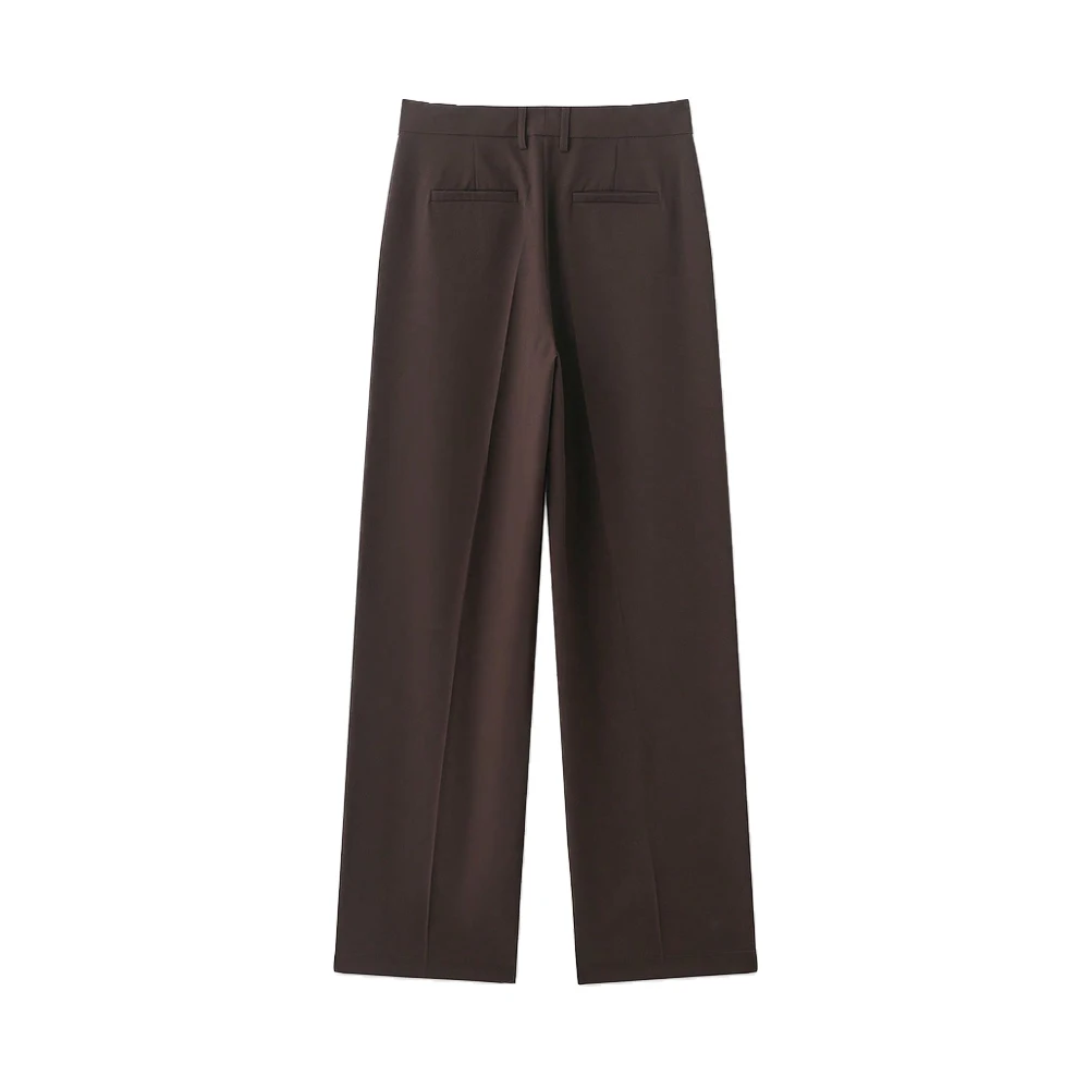 Damen High-Waist-Hose mit geradem Bein und Taschen, modische Bürokleidung, Reißverschluss, Freizeithose – Detail 4