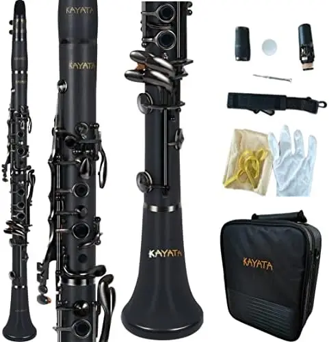 

KAYATA B Flat Clarinet with black Ebonite Body, New Nickel Plated Keys Adjustable Thumb Rest with Unique Thinner Rings. Clari