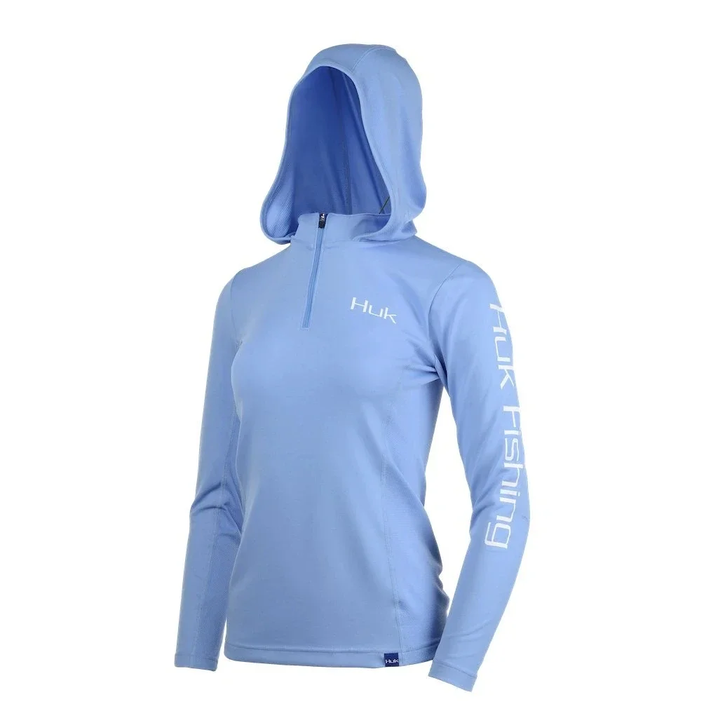 Fishing Hoodies UPF Women Tops Wear Camisa De Pesca Gear Fish Dresses Long Sleeve Cap Uv Protection Shirt Female Maillot Jersey