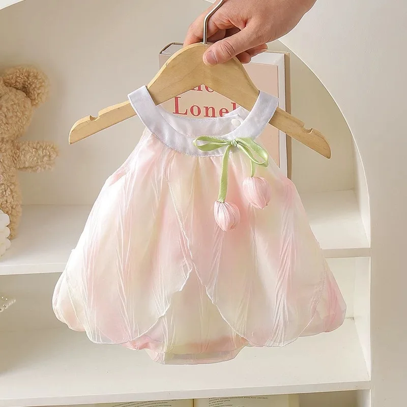 Cute Girls Summer Baby Bodysuit Tulip Dress