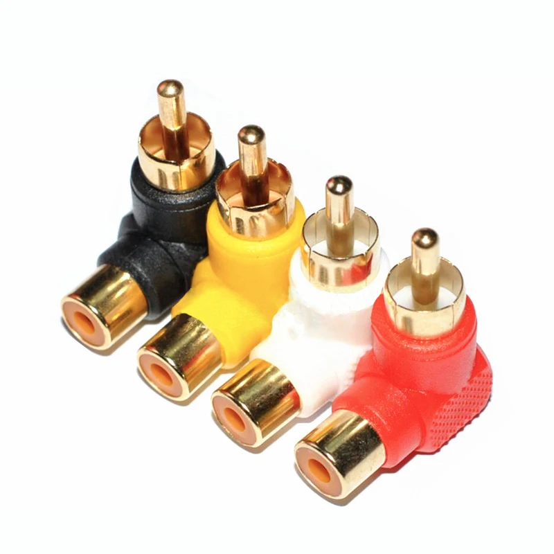 

1-2Pcs 90 Degree RCA Right Angle Connector Plug Adapters Male To Female M/F 90 Degree Elbow Audio Adapter