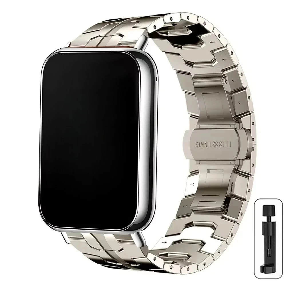 Stainless Steel Metal Band with Butterfly Buckle - Elegant Business Bracelet Strap