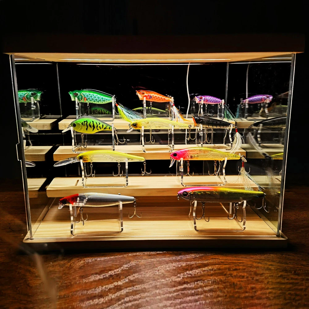 Fishing Reel Display Stand Fishing Lure Display Case Storage Box
