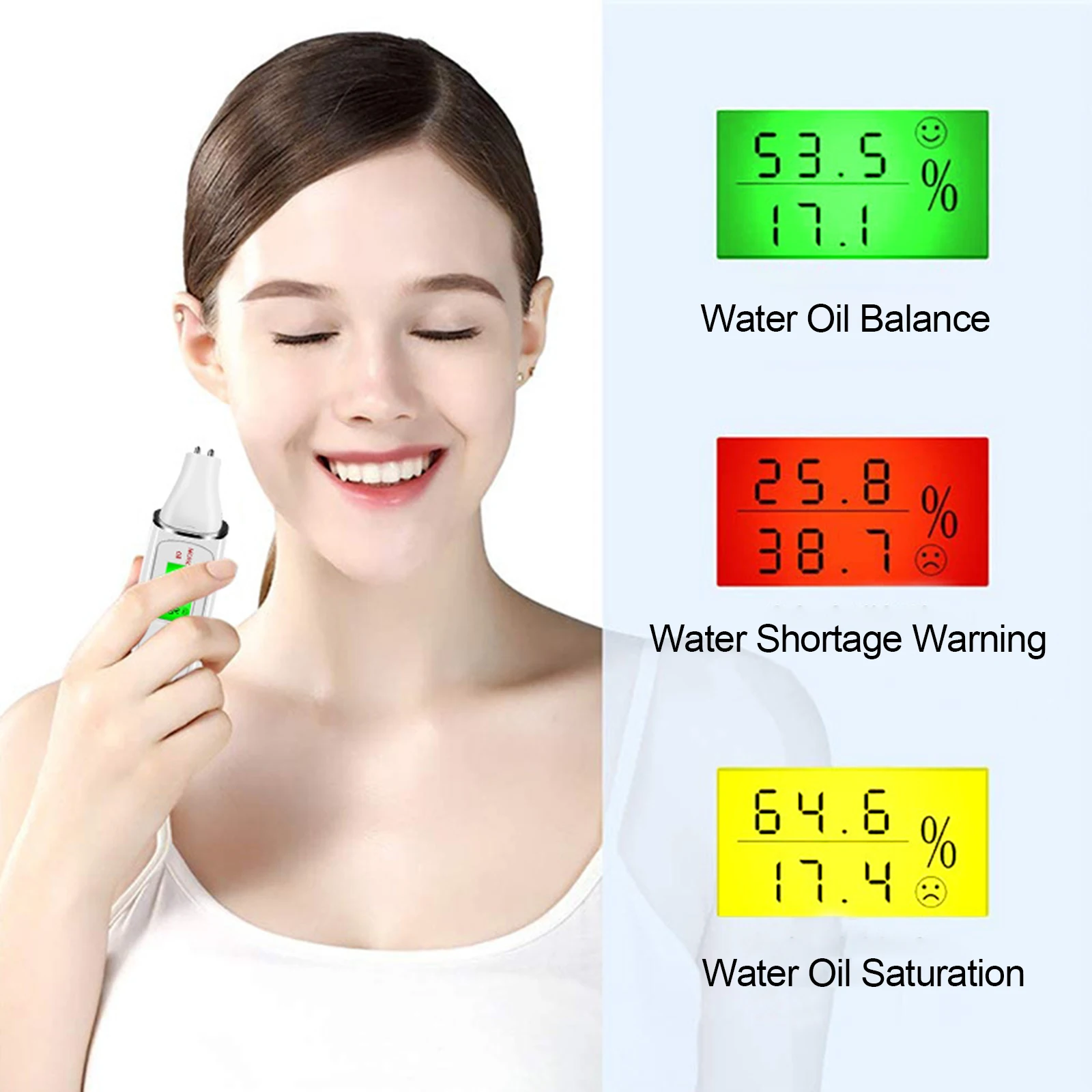 Face Skin Tester Portable Skin Analyzer Digital Aesthetic Moisture Tester Water Oil Monitor for Skin Care Skin Diagnostic Device images - 6