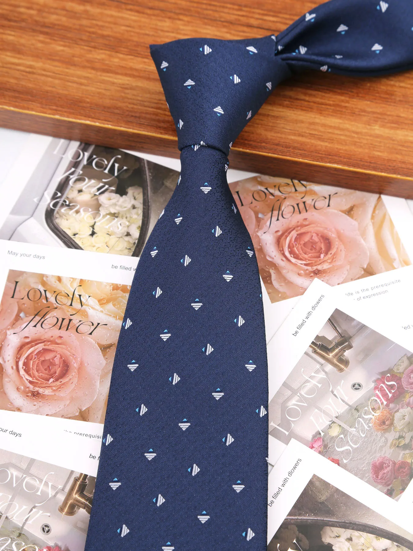 Krawatte Gravatas Mode Jacquard gewebt 8 cm Krawatte Hochzeit Accessoires blau Mann Streifen Blume Party Büro Krawatten Outfit – Detail 9