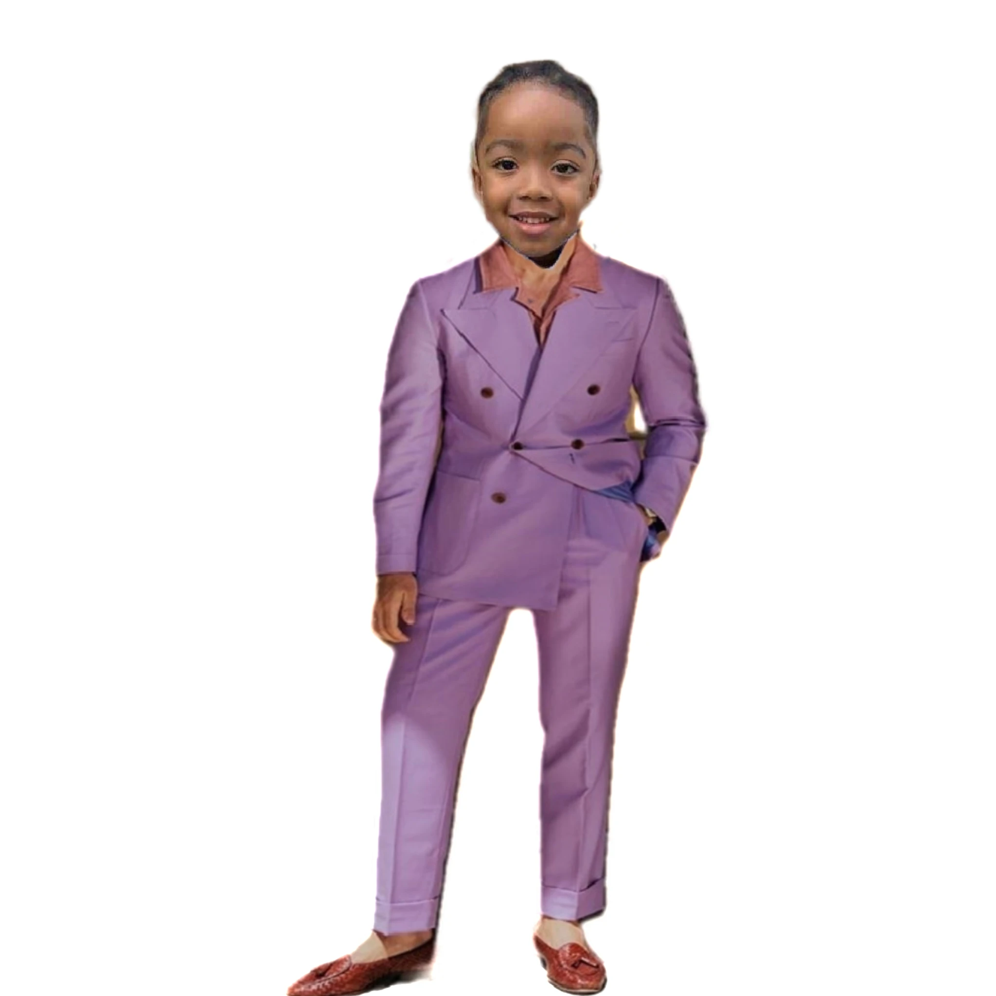 

Children's Suit Purple Formal Kids Boy Retro Coat Set Wedding Children Blazers Suits Tuxedo Wholesale 2Pcs Jacket+Pant+Bowtie