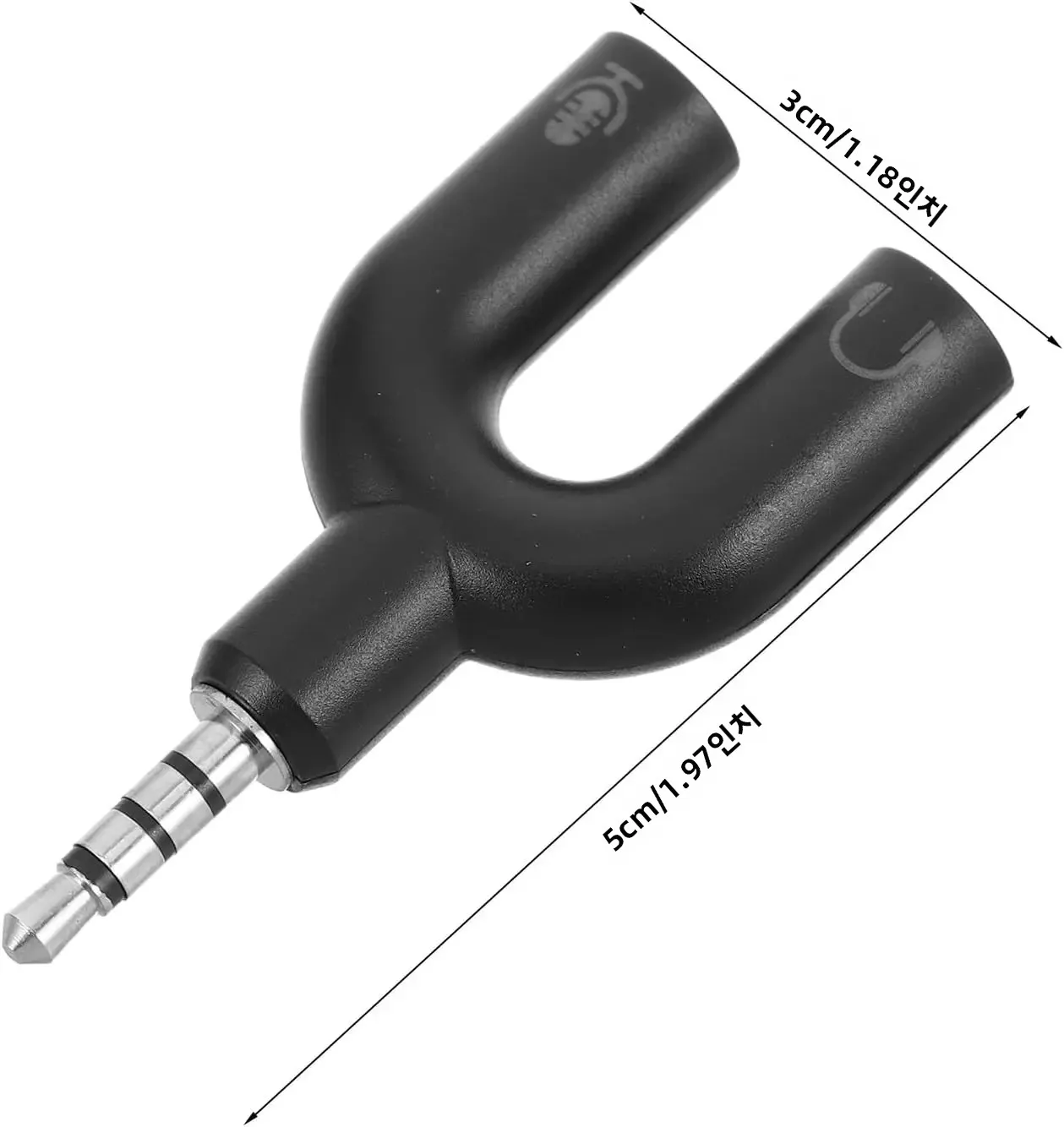 2팩 헤드셋 분배기 어댑터, U자형 3.5mm 4극 남성-2 x 3극 여성 헤드폰 Y 분배기 (오디오 스테레오 헤드폰용)
