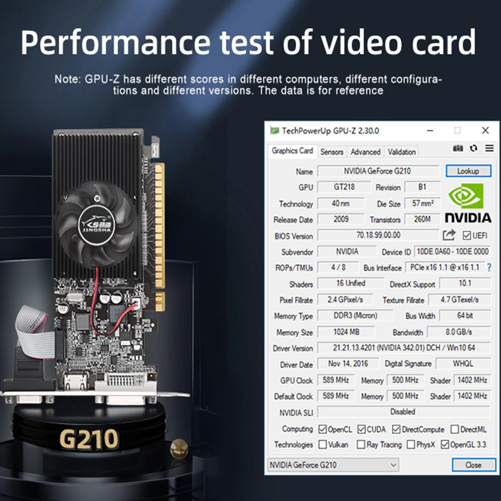 GT210 1GB 64Bit GDDR3 Graphics Cards PCI-E Pcie 2.0 X16 VGA DVI