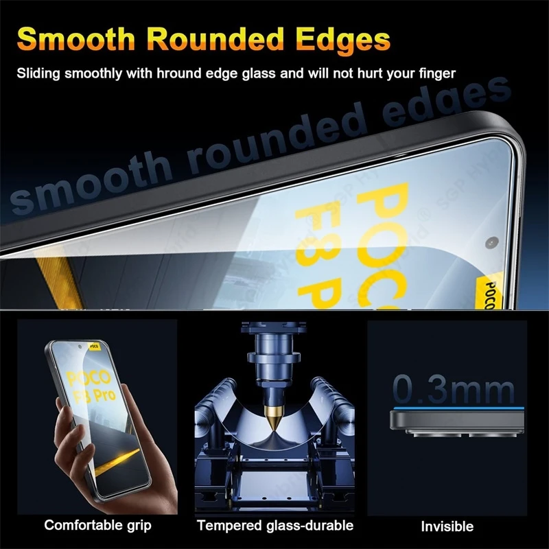 3-Piece Clear Crystal Tempered Glass Protective Case Set