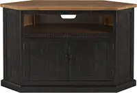 Rustic Corner TV Stand, Antique Black and Honey Tobacco 1