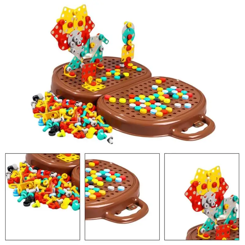Drill Set Building Blocks Construction Creative Pegboard Games Fine Motor Skills Montessori Toys Sensory Toys For Toddler