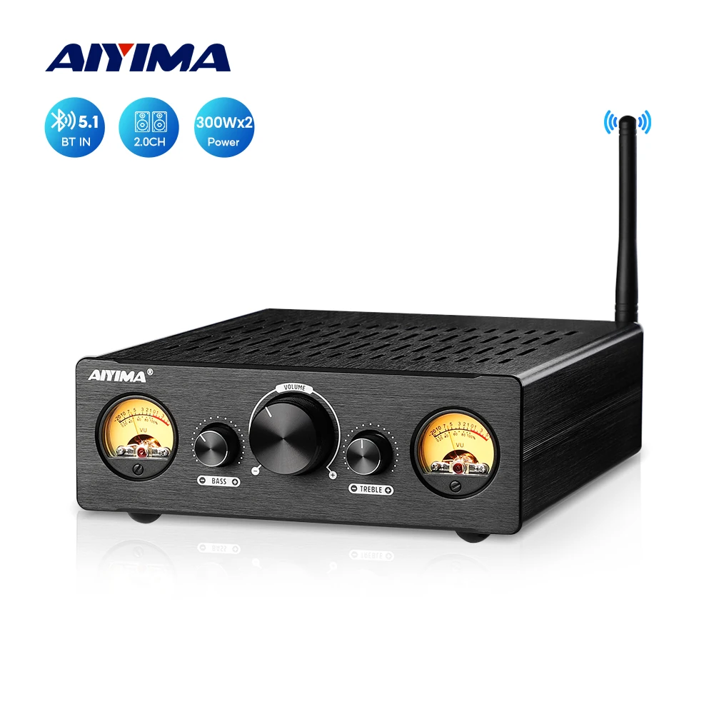 Aiyima Tpa3255 Amplificatore Di Potenza Bluetooth Vu Meter Amplificatore 2.0 Stereo Hifi Amplificador Aptx-Ll Altoparlante Home Audio Amp 300 Wx2