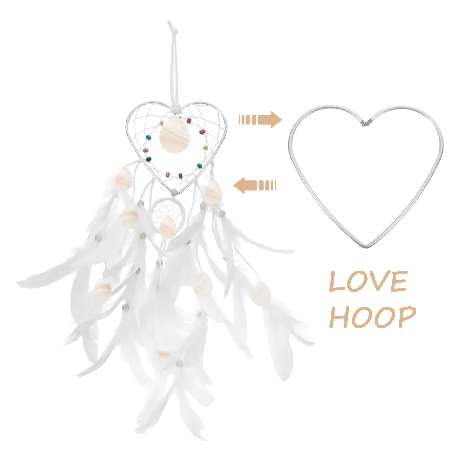 10개 드림캐쳐 철제 링 하트 모양 금속 공예 링 DIY 마크라메 드림캐쳐 용품 와이어 화환 프레임