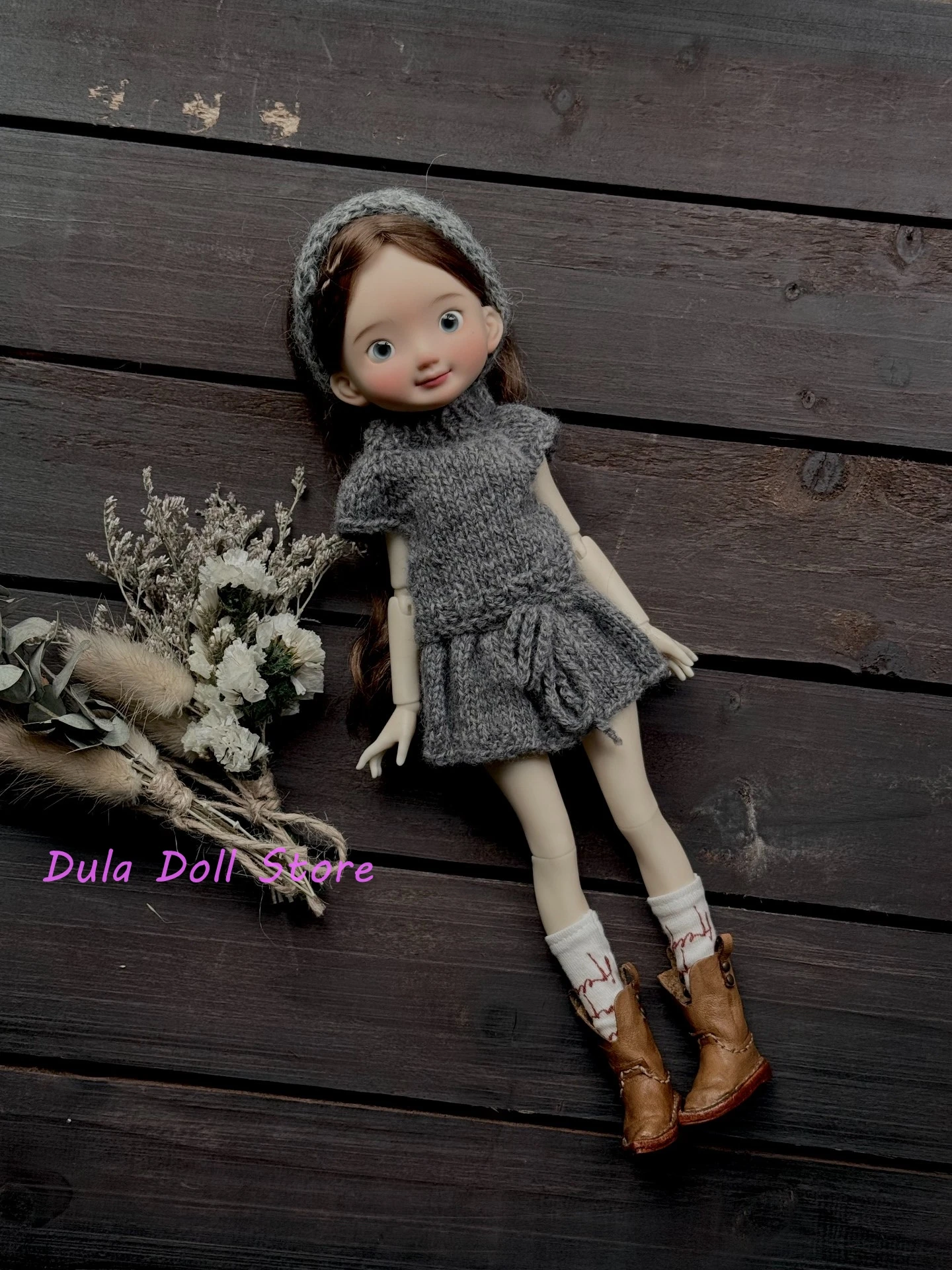 Dula 인형 옷 Blythe Landoudou Landazz ob24 ob22 Licca 1/6 인형 니트 원사 후크 및 머리띠 ? 탑스 ? 스커트