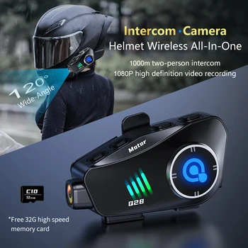 auriculares para motocicleta con camara Q28 motocicleta WIFI Bluetooth casco auriculares HD grabadora de conducción cámara inalámbrica 1080P disco duro grabadora de vídeo llamada auriculares