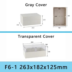 Waterproof IP67 Outdoor Electronic Housing Enclosure in Durable ABS Plastic - Transparent Cover (F6 - 1 263x182x125mm)