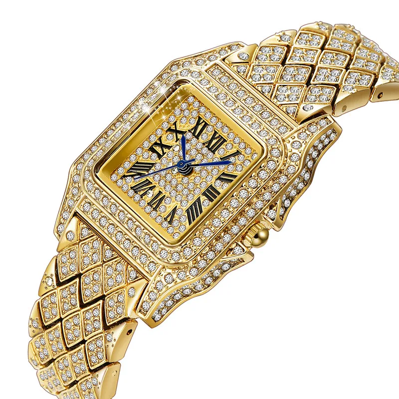 Big Brand Luxury Watches For Women Hip Hop Diamond Golden Casual Alloy Band Simple Quartz Watch Relogios Feminino Fashions 2024
