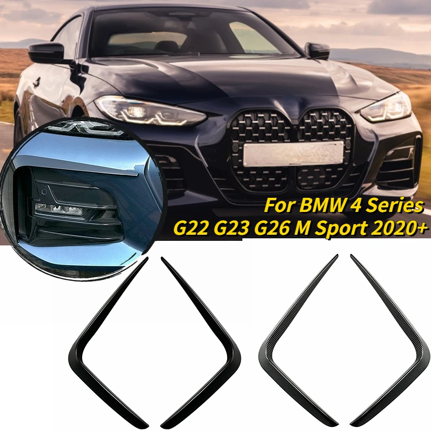 

For BMW 4 Series G22 G23 G26 M Sport 420i 425i 430i M440i 2020-2022 2023+ Front Light Frames Cover Trim Racing Sticker Grilleor