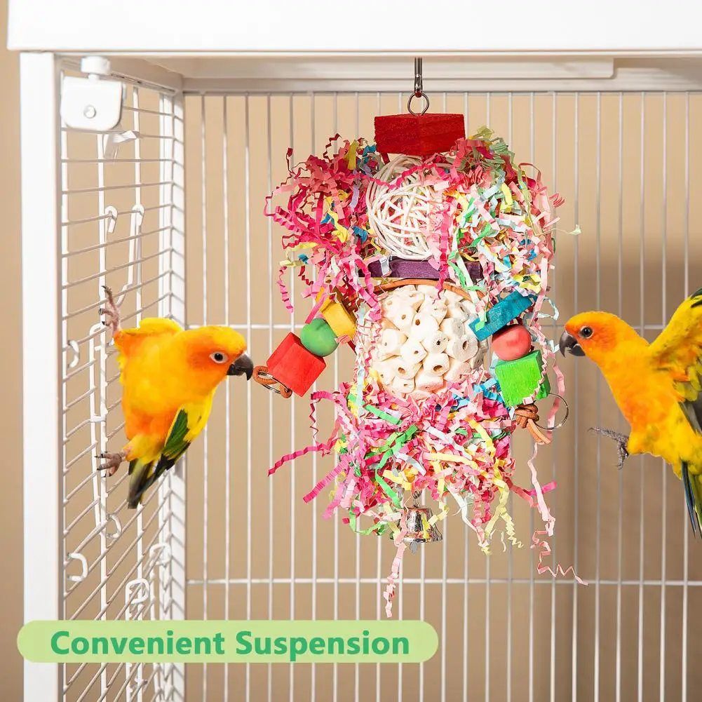 

Parrot Toy Natural Bark Wood Blocks Bird Chew Toy Bite-resistant Hemp Rope Parrot Toy Parrot Cage Toy Parrot Bite Toy