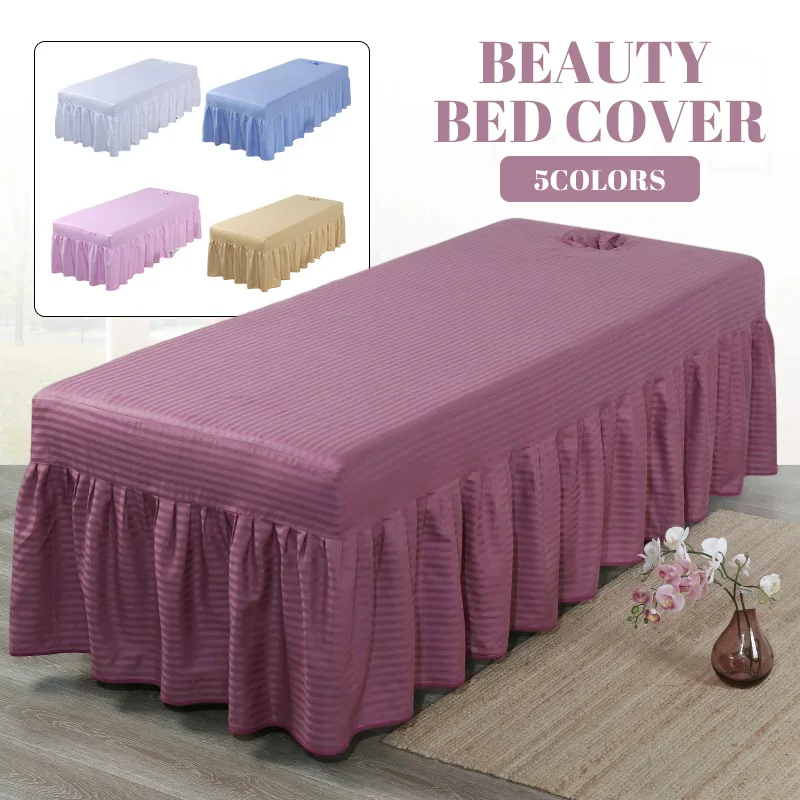 

Beauty Salon Bedspread Massage Bed Cover Cotton Beauty Salon Table Bed Sheet SPA Bed Full Cover With Hole Bed Skirts