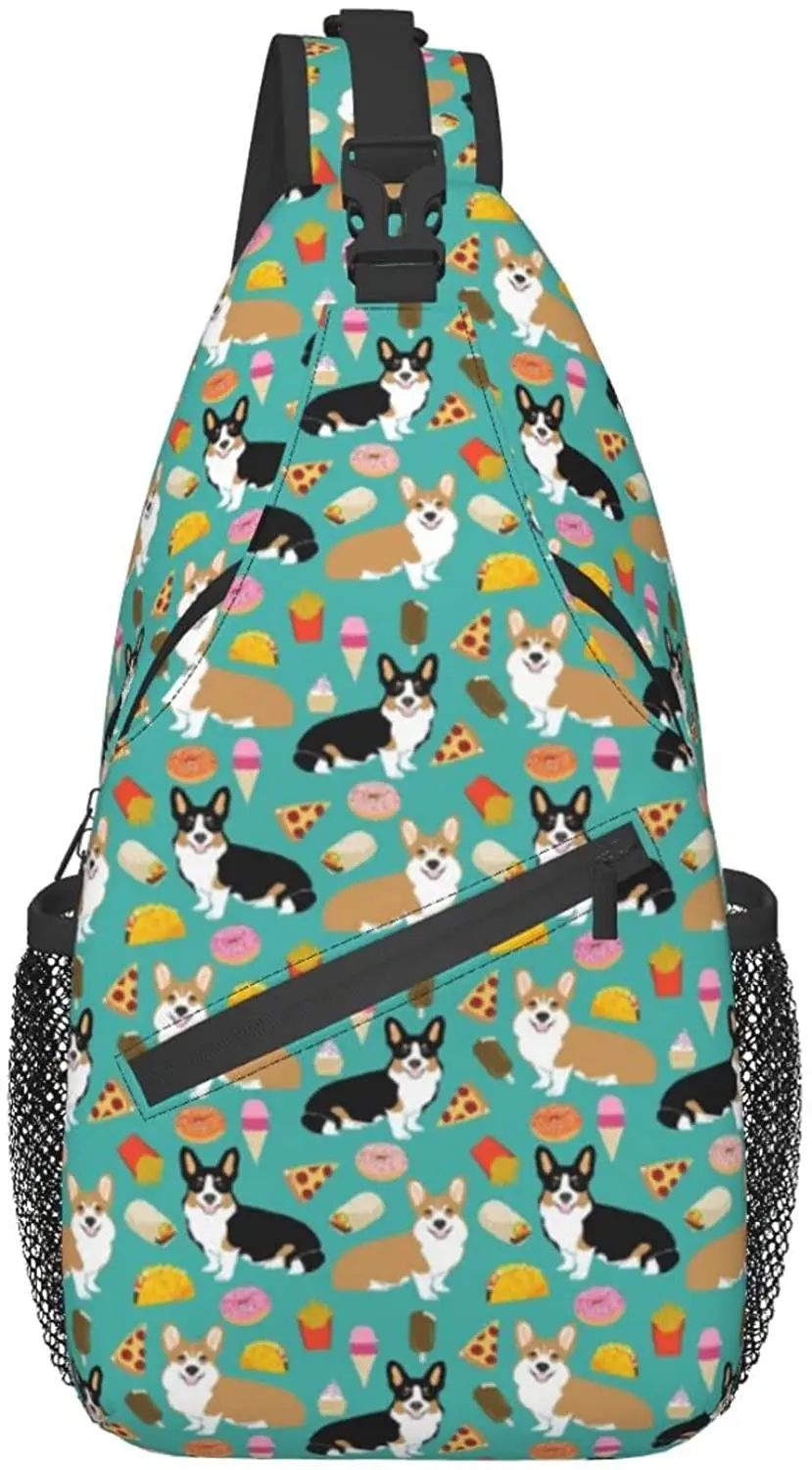 

Welsh Corgi Junk Food Premium Sling Bag Fashion Shoulder Backpack Multipurpose Chest Crossbody