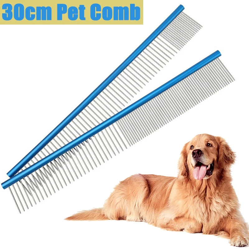 

30cm Pet Hair Remover Dog Grooming Profesional Stainless Steel Straight Pin Comb Removes Hairs Cat and Dogs Beauty Massage Combs