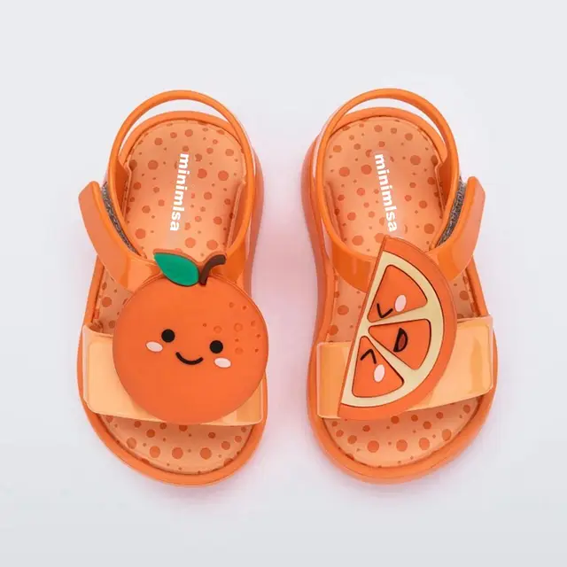 Mini Mlsa 2021 Kids Shoes Melflex Watermelon Straberry Pinapple Avocado Princess Beach Baby Girl Sandals Beach Shoe Orange