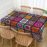 Tablecloth 1PCS Coffee Table Square Round Table Waterproof Non-Wash Tablecloth Dining Table Geometric Polyester Table Decoration 1