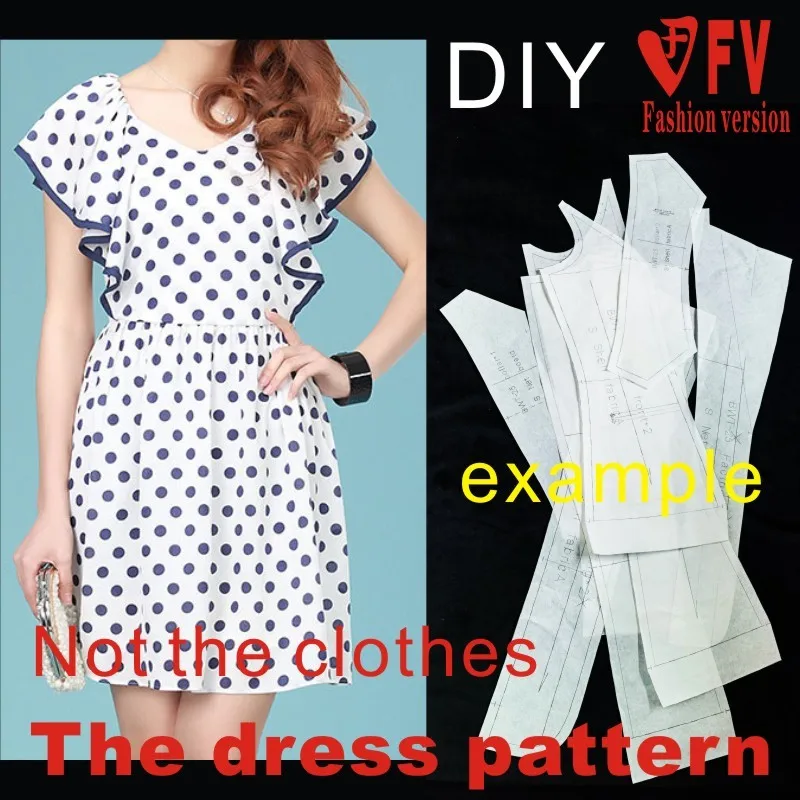 Clothing DIY The dress Dresses Sewing Pattern cutting drawing Women's Dress Sewing Template BLQ-50