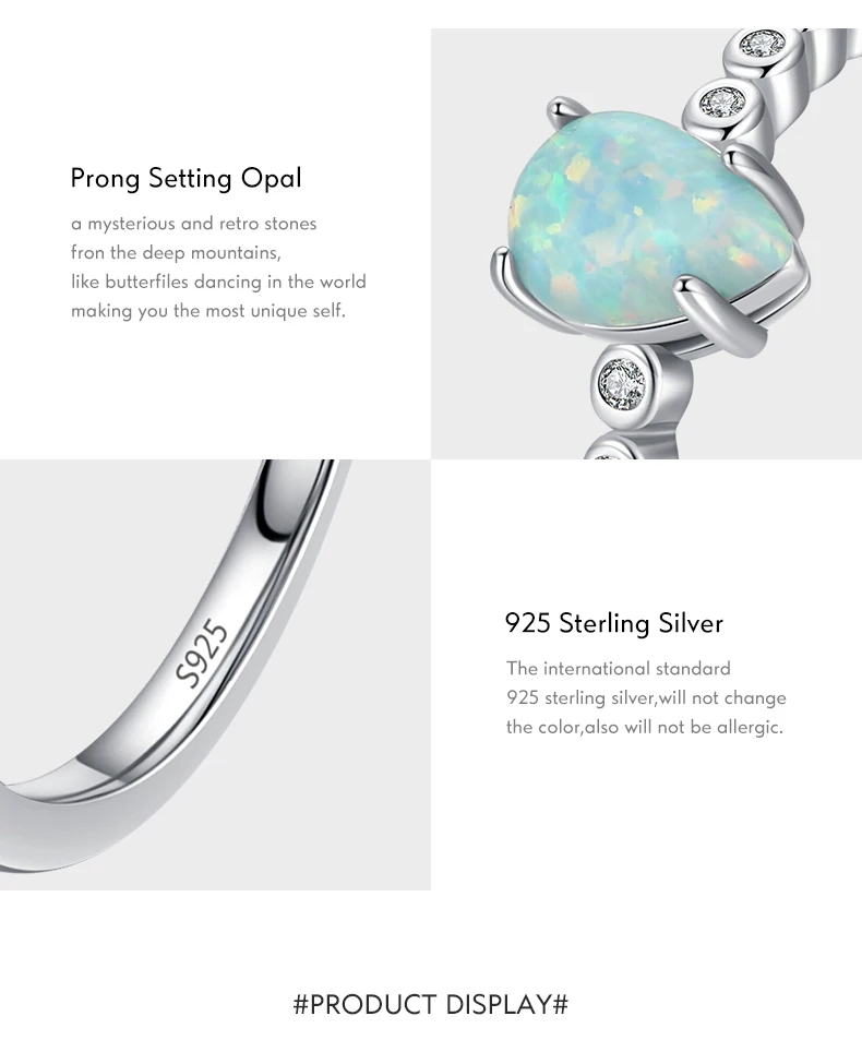 MODIAN Real 925 Sterling Silver Elegant Waterdrop Colorful Opal Finger Rings For Women Valentine Christmas Gift Fine Jewerly MODIAN Real 925 Sterling Silver Elegant Waterdrop Colorful Opal Finger Rings For Women Valentine Christmas Gift Fine Jewerly