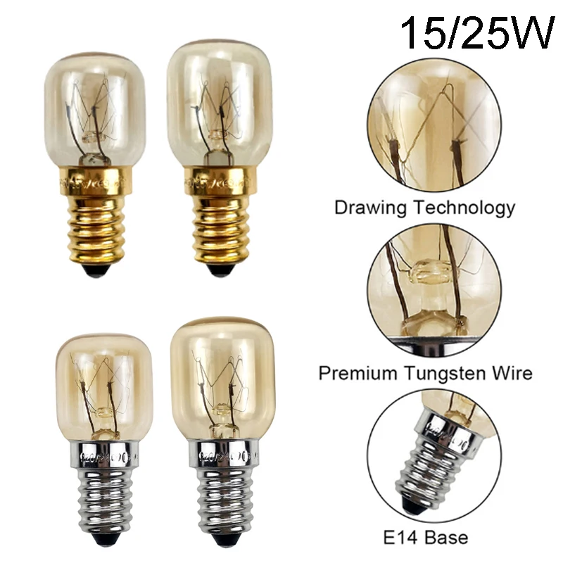 

1PC High Temperature Bulb 15W 25W E14 300 Degree Microwave Oven Light Bulbs Tungsten Filament Steamer Lamp Bulbs Salt Light Bulb