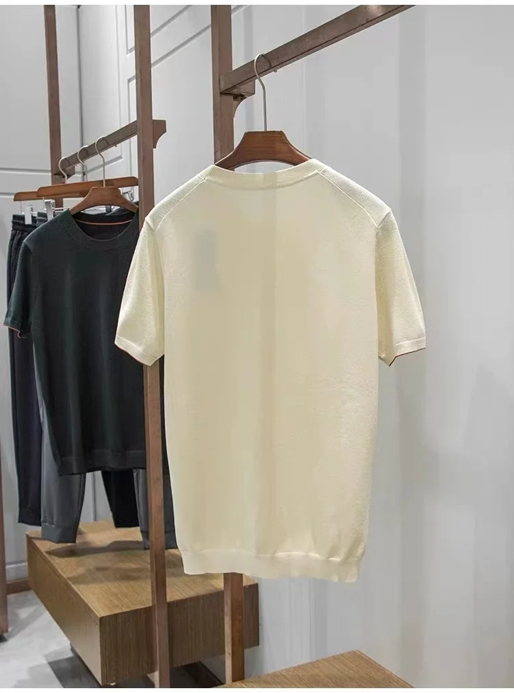 thumbnail image 1 of Camiseta de punto ajustada elástica, fresca y seca para hombre de verano, 1 of 4